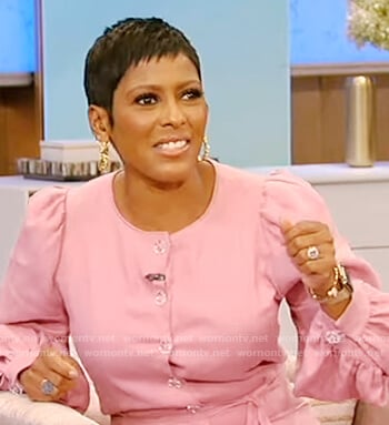 Tamron's pink linen jumpsuit on Tamron Hall Show