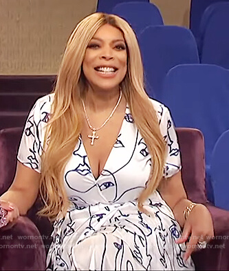 Wendy's printed v-neck dress on The Wendy Williams Show