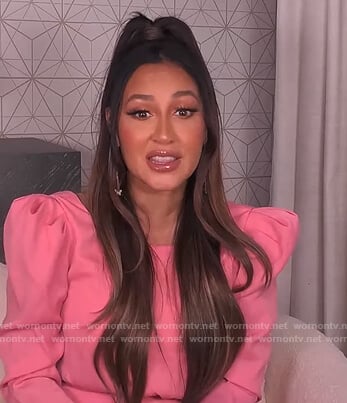 Adrienne's pink puff sleeve dress on The Real
