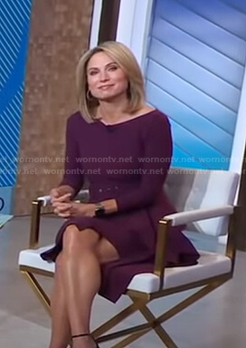 Amy's purple belted ruffle dress on Good Morning America