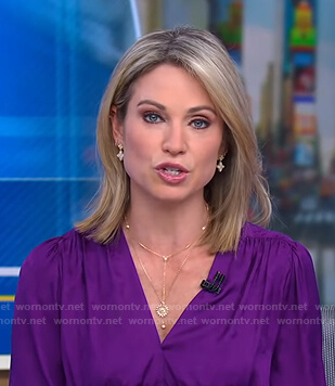 Amy's purple v-neck dress on Good Morning America