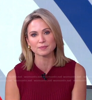 Amy's red sleeveless knit dress on Good Morning America