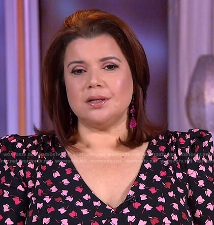 Ana's black floral print top on The View