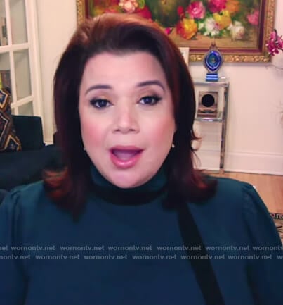 Ana's green contrast tie neck blouse on The View