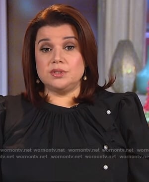 Ana's black pearl embellished blouse on The View