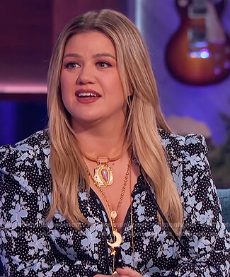 Kelly's black floral print dress on The Kelly Clarkson Show