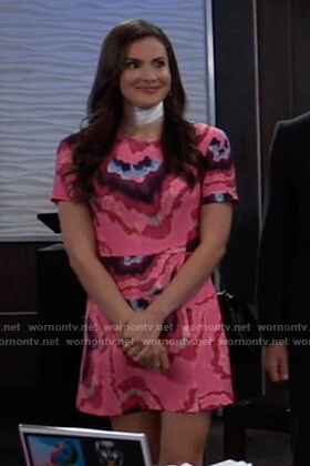 Brook lyn's pink abstract print dress on General Hospital