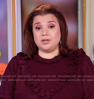 Ana's burgundy ruffle sweater on The View