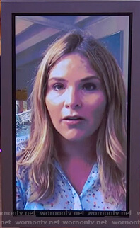 Jenna Bush's blue floral blouse on The Kelly Clarkson Show