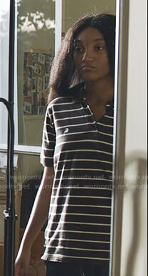 Caitlin's brown striped polo shirt on We Are Who We Are