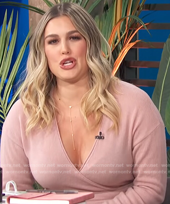Carissa's pink knit wrap top on E! News Daily Pop