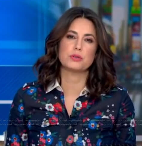 Cecilia's navy floral print blouse on Good Morning America