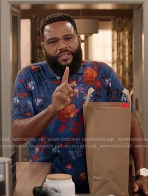 Andre's blue floral polo shirt on Black-ish