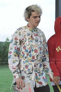 Fraser's print shirt and floral utility vest on We Are Who We Are