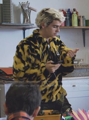 Fraser's yellow animal print half-zip sweatshirt on We Are Who We Are