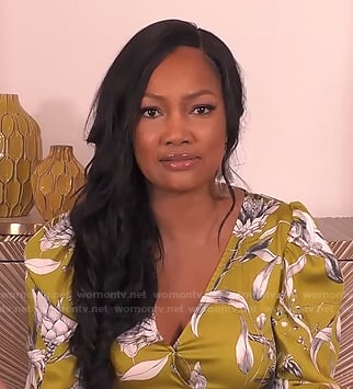 Garcelle's yellow floral wrap dress on The Real