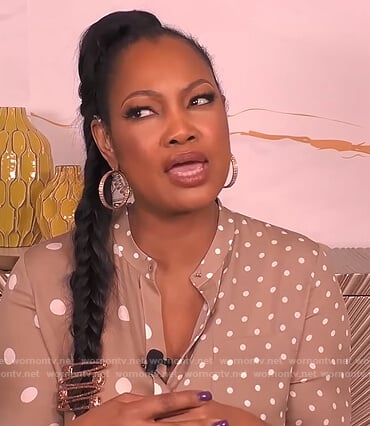 Garcelle's beige polka dot blouse on The Real