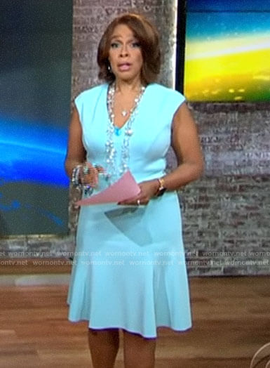 Gayle King's light blue v-neck dress on CBS This Morning