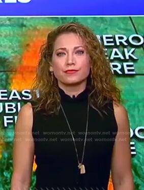 Ginger's black ribbed sleeveless knit dress on Good Morning America