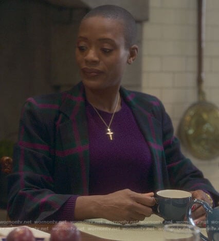 Hannah's plaid blazer on The Haunting of Bly Manor