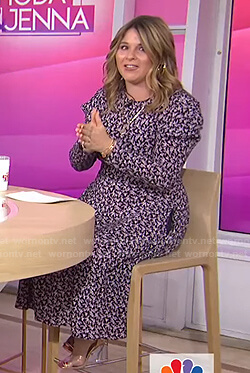 Jenna's black and pink floral print midi dress on Today