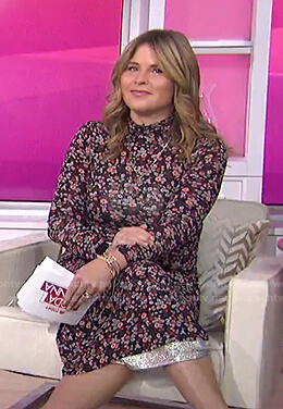 Jenna's black floral jersey dress on Today