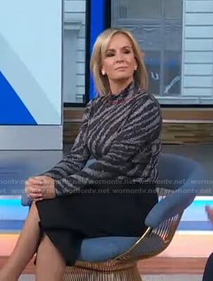 Jennifer Ashton's grey zebra sweater on Good Morning America