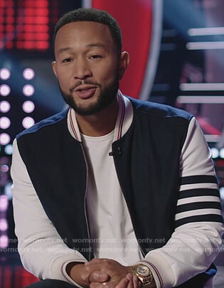 John's stripe bomber jacket on The Voice