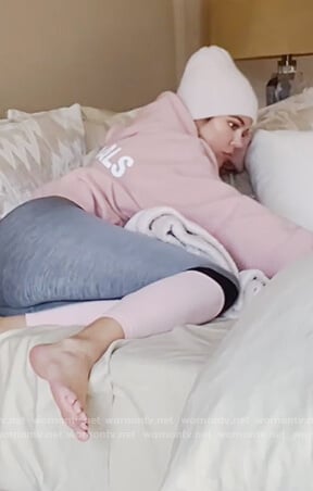 Khloe's pink essentials hoodie on Keeping Up with the Kardashians