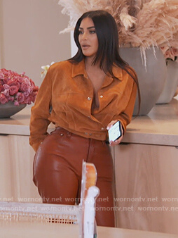 Kim's brown leather pants on Keeping Up with the Kardashians