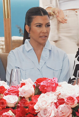 Kourtney's blue satin shirt on Keeping Up with the Kardashians