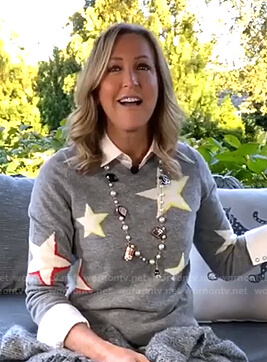 Lara's grey star print sweater on Good Morning America