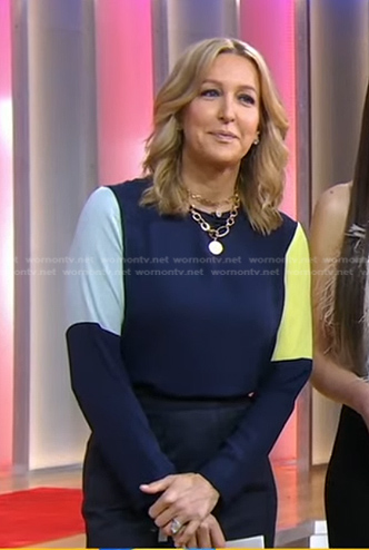 Lara's navy colorblock top on Good Morning America
