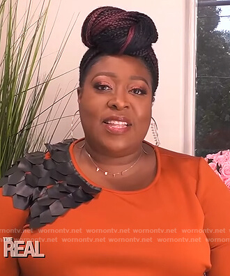 Loni's orange embellished top on The Real