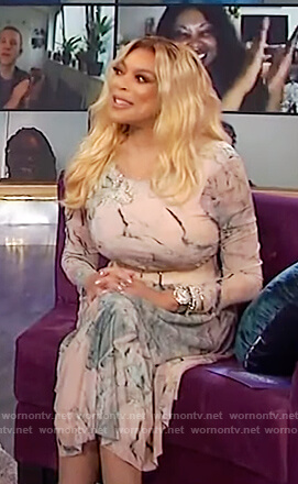Wendy's marble print mesh dress on The Wendy Williams Show