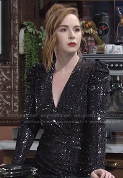 Mariah's black sequin wrap dress on The Young and the Restless