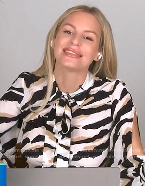 Morgan's tiger stripe blouse on E! News