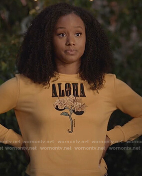 Olivia's yellow floral embroidered sweatshirt on Black-ish