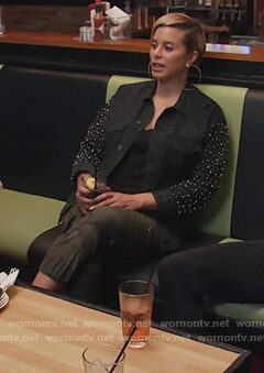 Robyn's black embellished denim jacket on The Real Housewives of Potomac