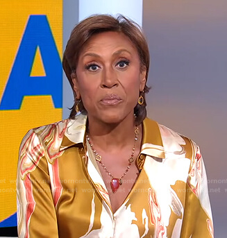 Robin's abstract print blouse on Good Morning America
