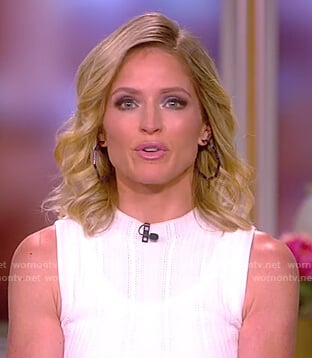 Sara's white pointelle sleeveless top on The View