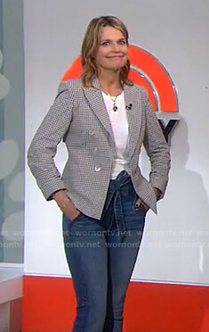 Savannah's check blazer and tie waist jeans on Today
