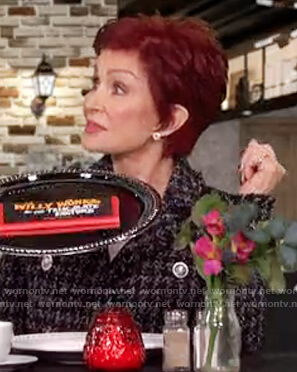 Sharon's black tweed blazer on The Talk