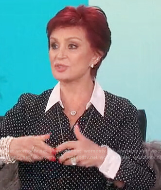 Sharon's black polka dot blouse on The Talk