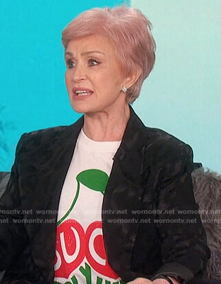 Sharon's white gucci tee and blazer on The Talk