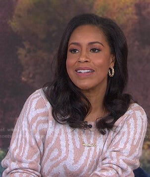 Sheinelle's beige and white animal print sweater on Today