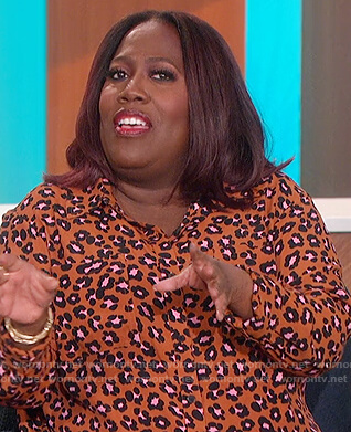 Sheryl's leopard print shirt on The Talk