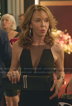 Sylvie's black mesh panel sleeveless dress on Emily in Paris