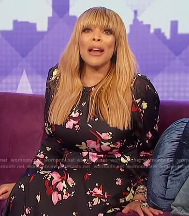 Wendy's black floral maxi dress on The Wendy Williams Show