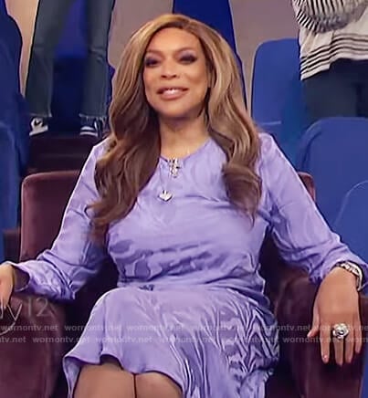 Wendy's purple jacquard stripe dress on The Wendy Williams Show